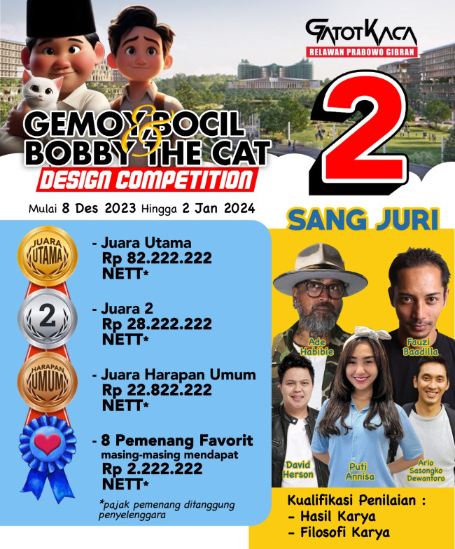 Relawan Prabowo-Gibran Gelar Lomba Desain Gemoy hingga Bobby The Cat